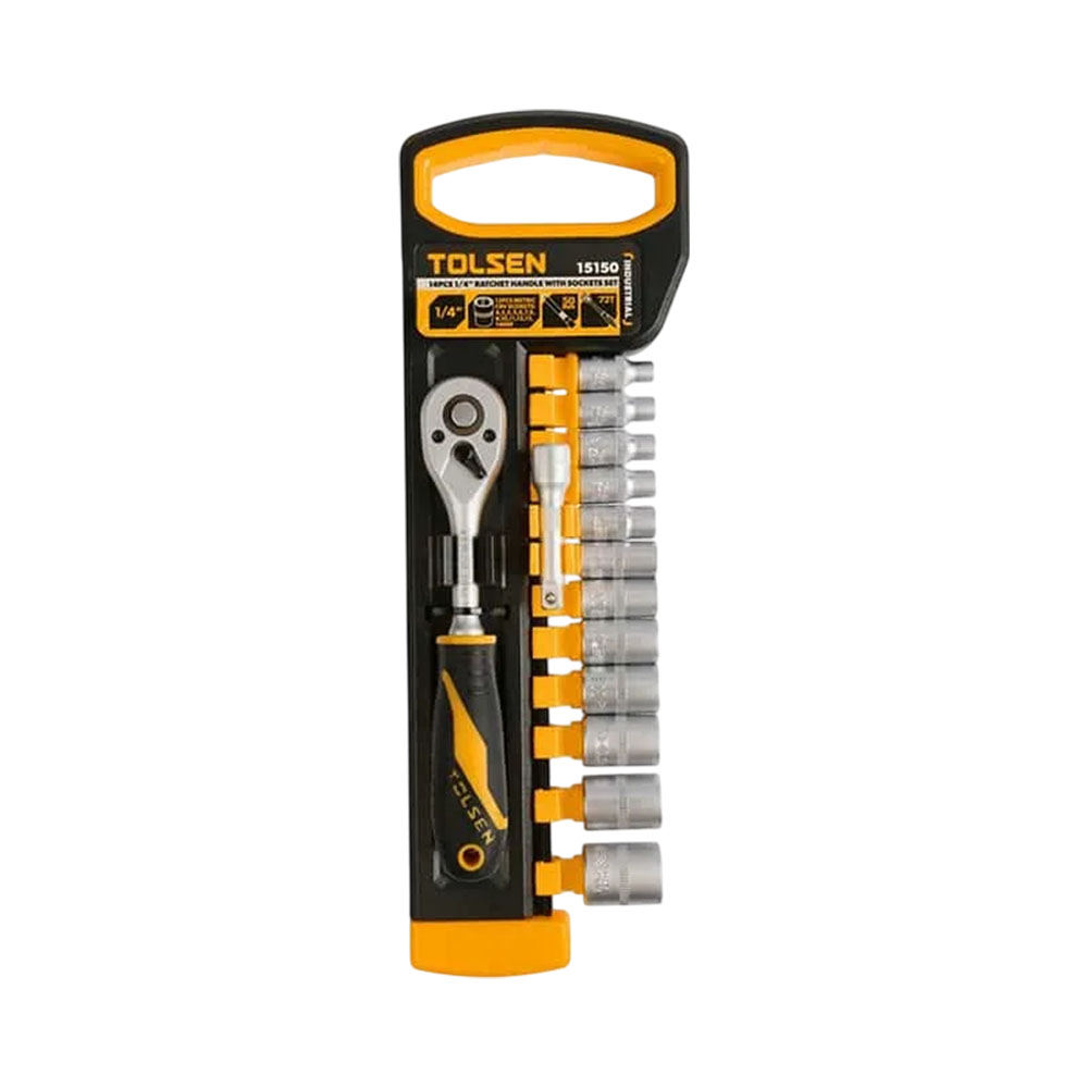 Produto KIT 14 SOQUETE SEXTAVADO CATRACA REVERSIVEL  1/4 