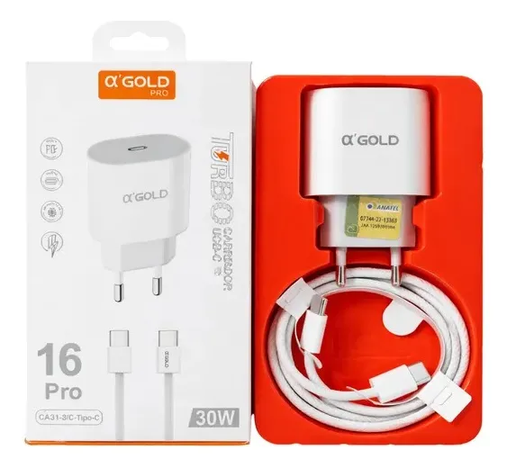 Produto Carregador Turbo 30w Pro 6.1a Usb-c+cabo C-c Anatel