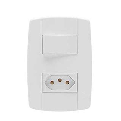 Produto CONJUNTO BRANCO LEV MODULAR 1 INTERRUPTOR SIMPLES + 1 TOMADA 20A 87201