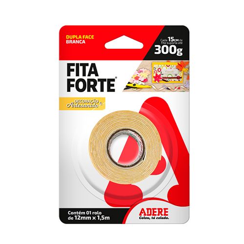 Produto FITA DUPLA FACE ESPUMA BRANCA 12X1,5M BLISTER